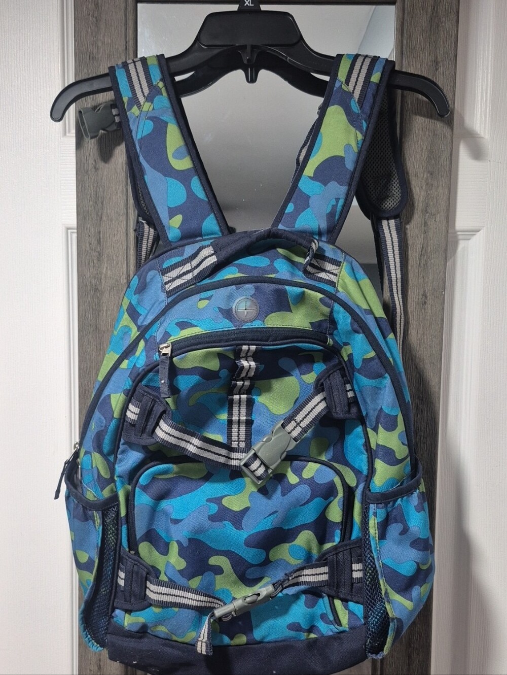 Men's Blue & Green Camo Backpack - Casual Everyday Pack